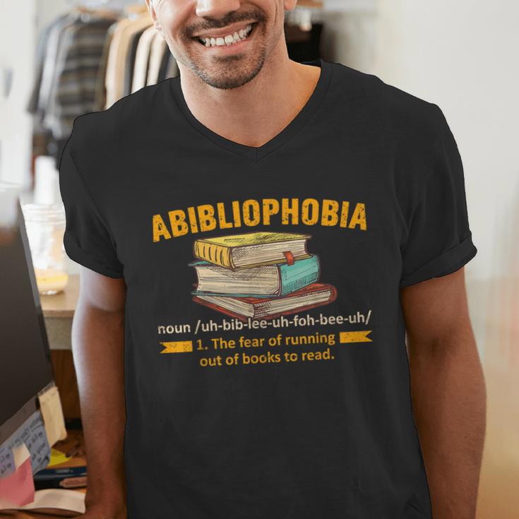 Abibliophobia Perfect For Young Book Lover Bookworm Reader Men's V-Neck T-Shirt Abibliophobia Perfect For Young Book Lover Bookworm Reader Men's V-Neck T-Shirt