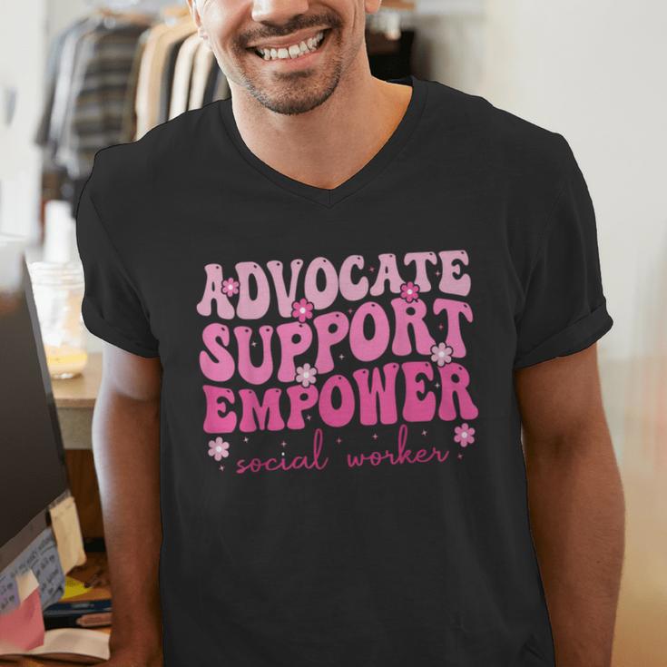 Advocate Support Empower Groovy Social Worker Graduation MSW Men's V-Neck T-Shirt