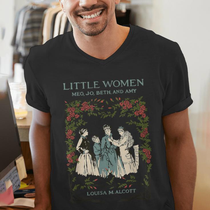 Alcott Little Women Characters Literature Book Illustration Men's V-Neck T-Shirt Alcott Little Women Characters Literature Book Illustration Men's V-Neck T-Shirt