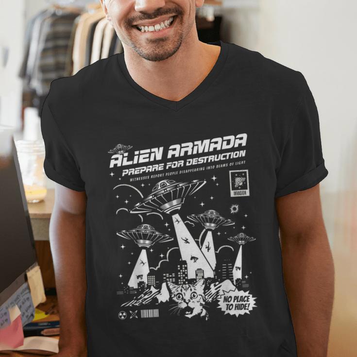 Alien Abduction UFO Lovers Comic Book Style Shirt Men's V-Neck T-Shirt Alien Abduction UFO Lovers Comic Book Style Shirt Men's V-Neck T-Shirt