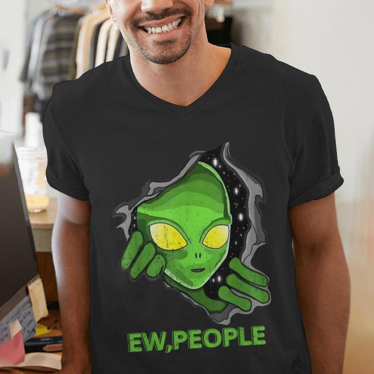 Alien Face Ew People UFO Introvert Meme Men Women Kids Men's V-Neck T-Shirt Alien Face Ew People UFO Introvert Meme Men Women Kids Men's V-Neck T-Shirt