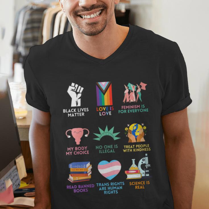 Ally Anti Trump Liberal BLM Love Is Love Banned Books Icons Men's V-Neck T-Shirt