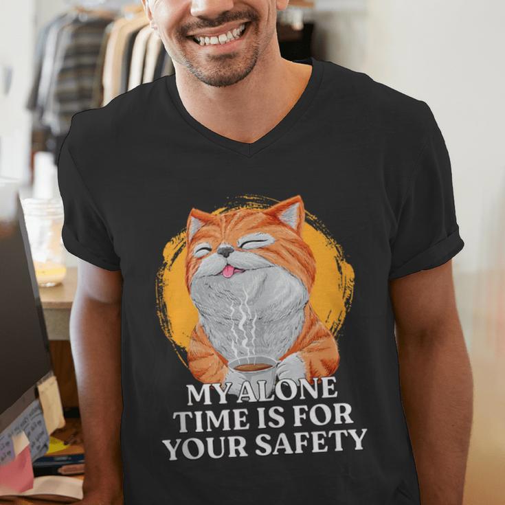 My Alone Time Is For Your Safety Coffee Lover Introvert Men's V-Neck T-Shirt