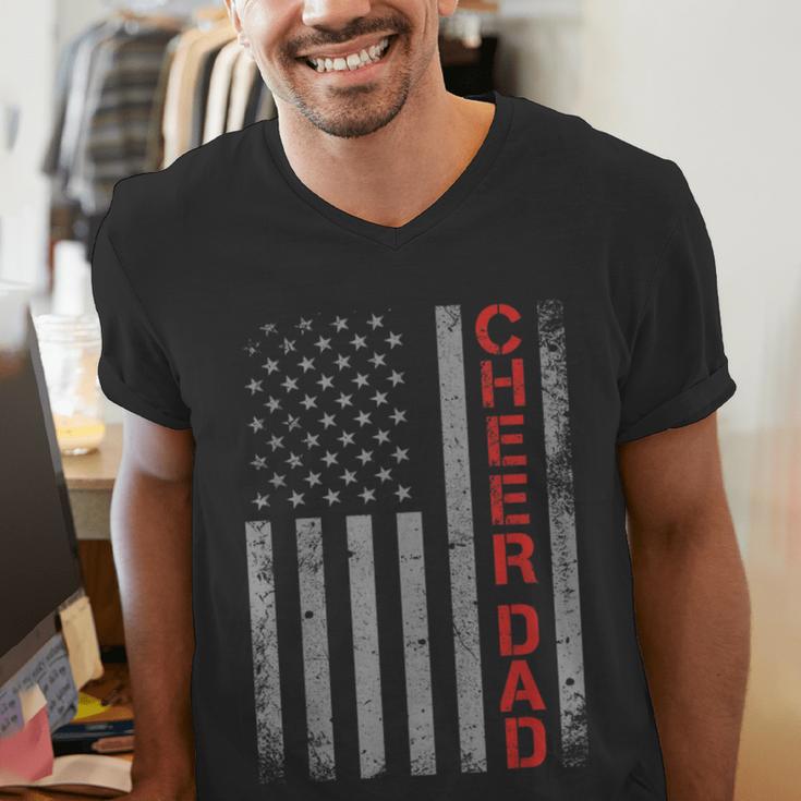 American Flag Cheer Dad Vintage Patriotic Father Cheerleader Men's V-Neck T-Shirt