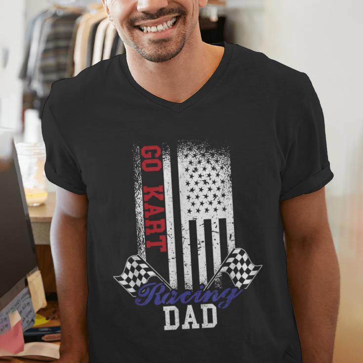 American Flag Go Kart Racing Race Dad Flag Men's V-Neck T-Shirt
