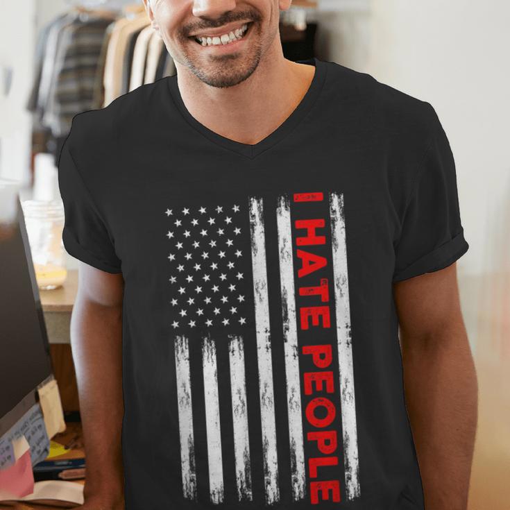 American Flag Loner Geeks Antisocial For Introvert Pride Men's V-Neck T-Shirt