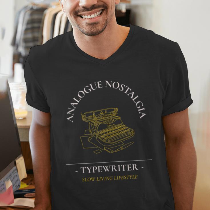 Analogue Nostalgia Typewriter Graphic Men's V-Neck T-Shirt Analogue Nostalgia Typewriter Graphic Men's V-Neck T-Shirt