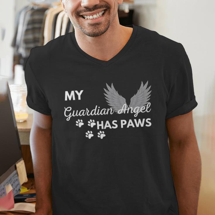 My Angel Has Paws Shirt Pet Memorial Cat Dog Dad Mom Men Women Girls Kids Men's V-Neck T-Shirt