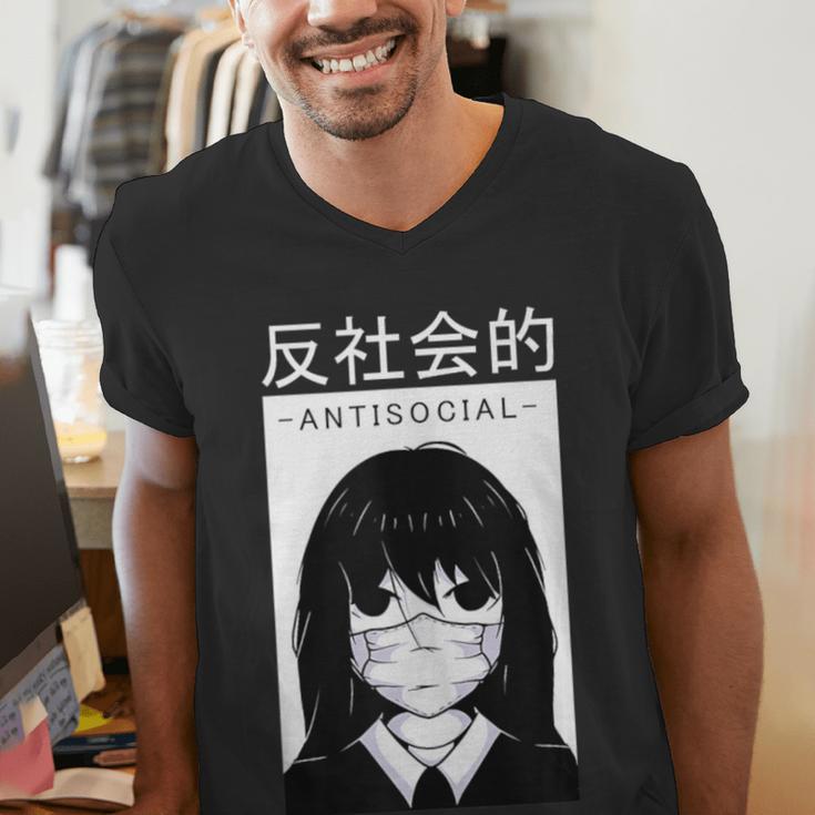 Anime Antisocial Introvert I Hate People Anti Social EMD Men's V-Neck T-Shirt Anime Antisocial Introvert I Hate People Anti Social EMD Men's V-Neck T-Shirt
