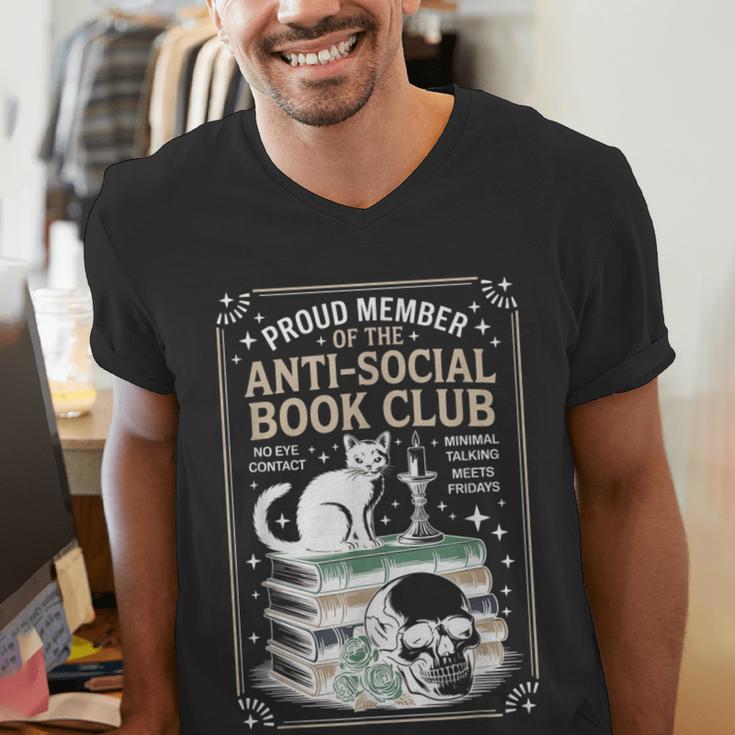 Anti-Social Book-Club Cat Graphic Men's V-Neck T-Shirt Anti-Social Book-Club Cat Graphic Men's V-Neck T-Shirt