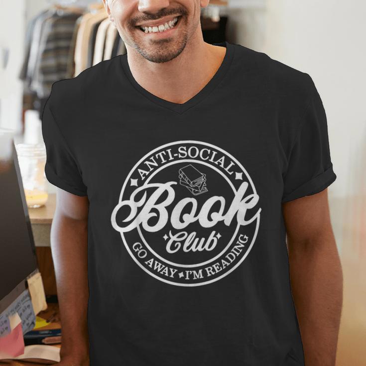Anti Social Book Club Go Away I'm Reading Bookworm Men's V-Neck T-Shirt