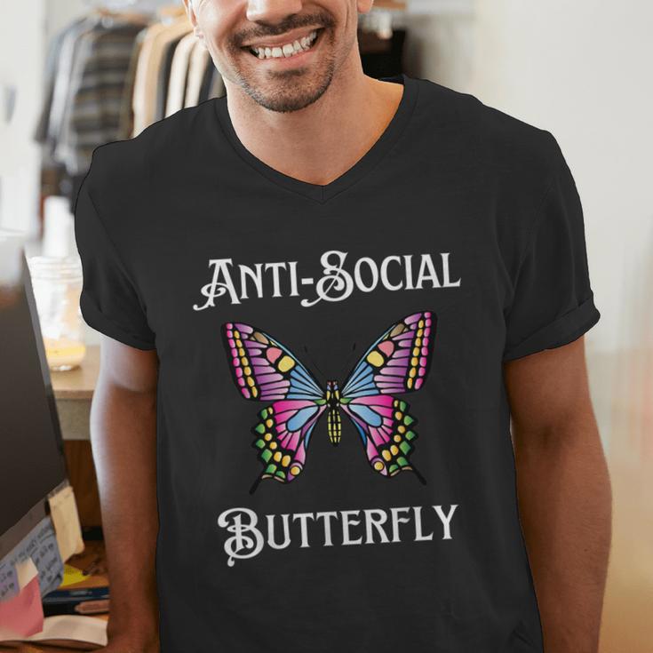 Antisocial Butterfly Aesthetic Introvert For Women Men Men's V-Neck T-Shirt Antisocial Butterfly Aesthetic Introvert For Women Men Men's V-Neck T-Shirt