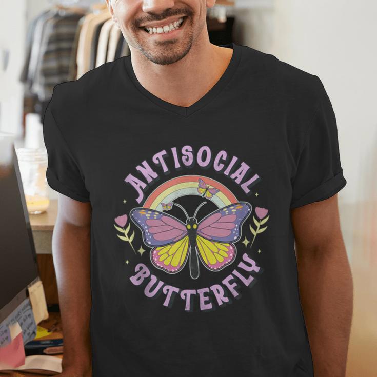 Antisocial Butterfly Groovy t For Introvert Men Women Girls Men's V-Neck T-Shirt