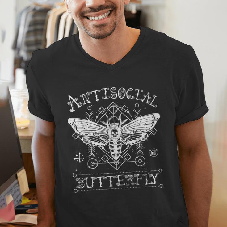 Antisocial Butterfly Introvert Death Head Moth Men's V-Neck T-Shirt Antisocial Butterfly Introvert Death Head Moth Men's V-Neck T-Shirt
