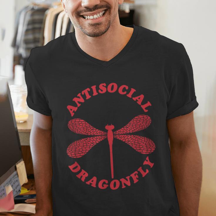 Antisocial Dragonfly Introvert Humor Nature Insect Graphic Men's V-Neck T-Shirt Antisocial Dragonfly Introvert Humor Nature Insect Graphic Men's V-Neck T-Shirt