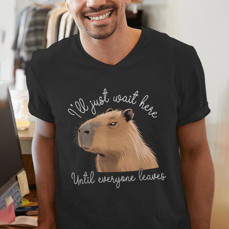 Antisocial Introvert Capybara Sarcastic Humor Men's V-Neck T-Shirt