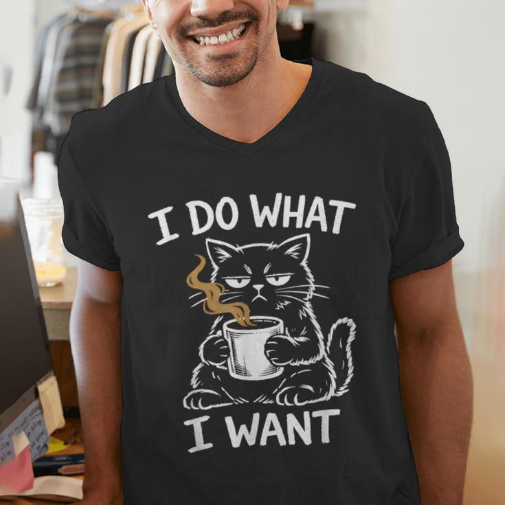 Antisocial Introvert Cat Coffee Sarcastic Attitudes Graphic Men's V-Neck T-Shirt Antisocial Introvert Cat Coffee Sarcastic Attitudes Graphic Men's V-Neck T-Shirt