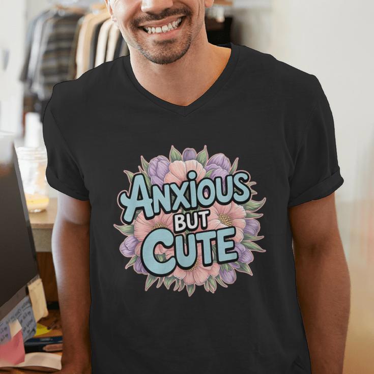 Anxious But Cute Introvert Floral Social Anxiety Men's V-Neck T-Shirt Anxious But Cute Introvert Floral Social Anxiety Men's V-Neck T-Shirt