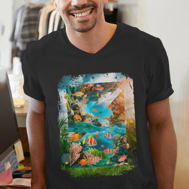 Aqua In The Skies Frutiger Aero Men's V-Neck T-Shirt Aqua In The Skies Frutiger Aero Men's V-Neck T-Shirt