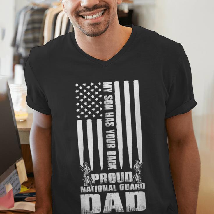Army Dad Shirt My Son Has Your Back Proud National Guard Dad Men's V-Neck T-Shirt