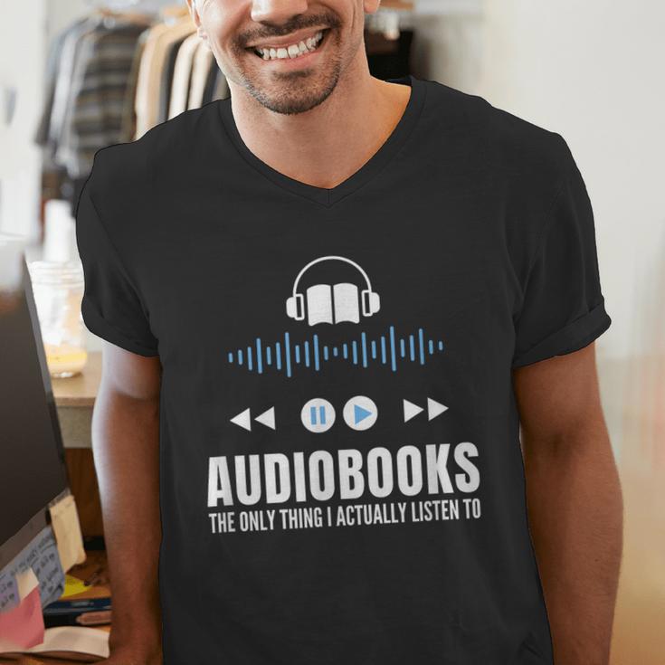 Audiobooks Listener Book Reading Lover Fun Men's V-Neck T-Shirt Audiobooks Listener Book Reading Lover Fun Men's V-Neck T-Shirt