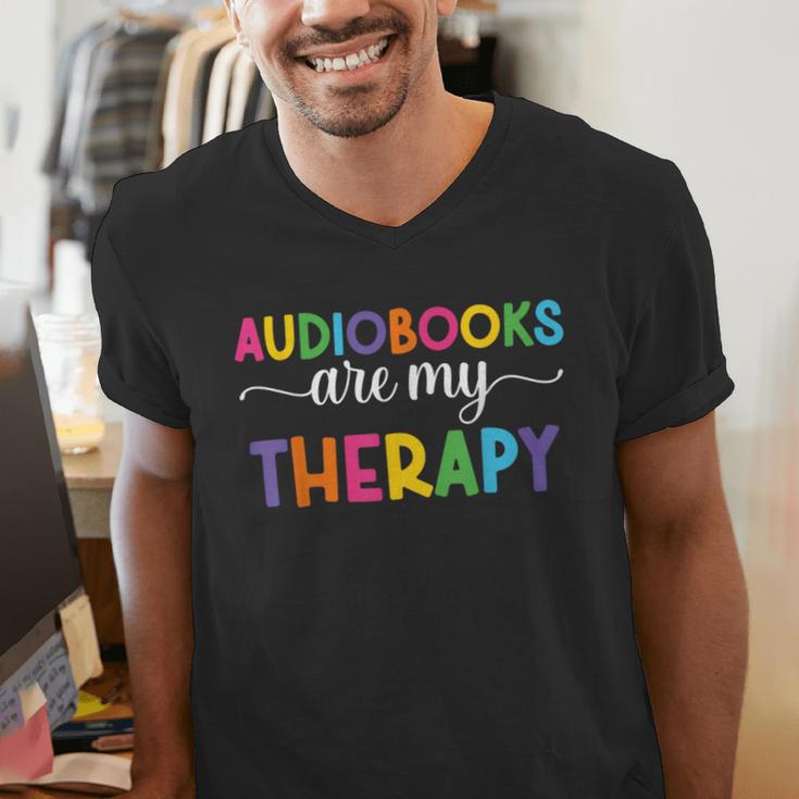 Audiobooks Are My Therapy Book Lover Audiobook Women Men's V-Neck T-Shirt