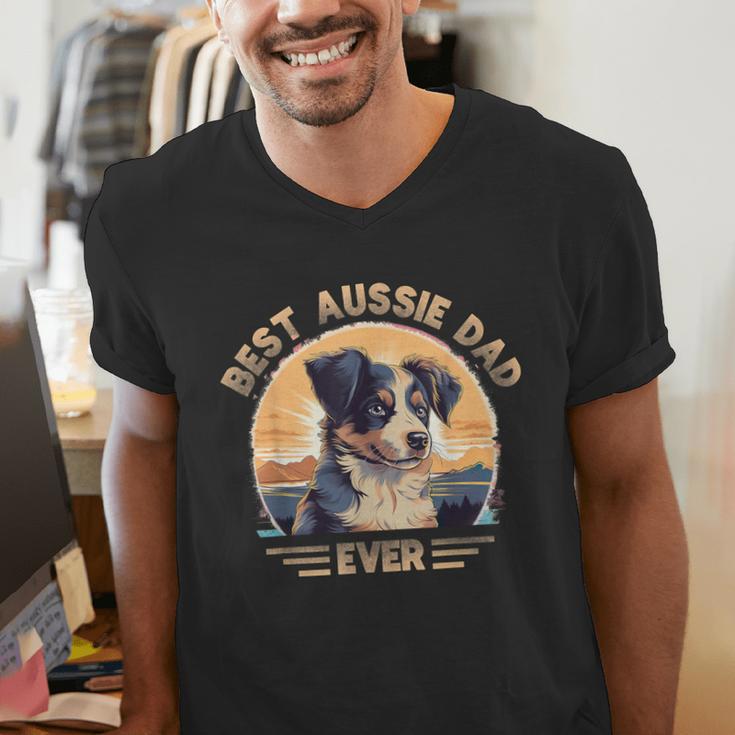 Aussie DAD Australian Shepherd Men's V-Neck T-Shirt Aussie DAD Australian Shepherd Men's V-Neck T-Shirt