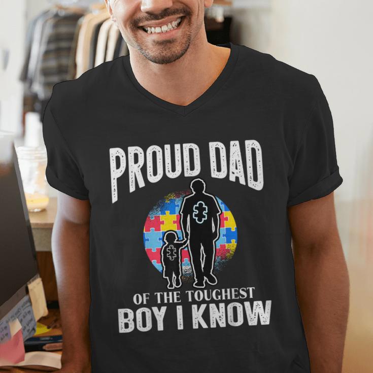 Autism Awareness For Proud Dad Support Autistic Kids Men's V-Neck T-Shirt