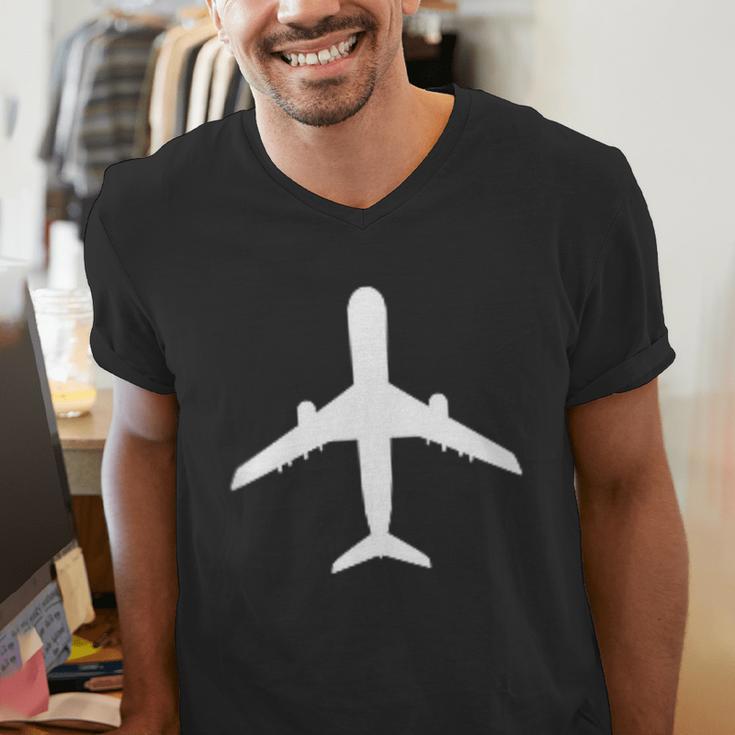 Aviation Geek Airplane Pilot Dad Husband Father's Day Xmas Men's V-Neck T-Shirt