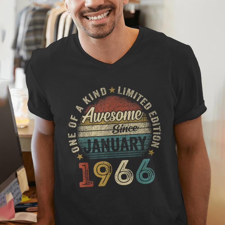 Awesome Since January 1966 60 Year Old 60th Birthday Men Dad Men's V-Neck T-Shirt
