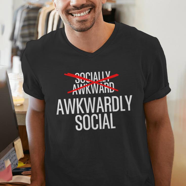 Awkwardly Social Socially Awkward Anxious Introverts Men's V-Neck T-Shirt Awkwardly Social Socially Awkward Anxious Introverts Men's V-Neck T-Shirt
