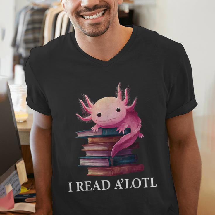 Axolotl Book Lover Librarian Reading Library Readers Men's V-Neck T-Shirt