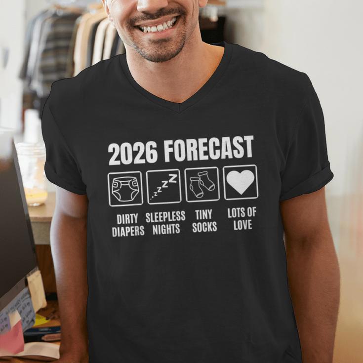 Baby Coming Soon 2026 Forecast Baby Shower New Dad Mom Men's V-Neck T-Shirt