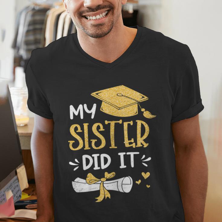 Back To School My Sister Did It Graduation Proud Sister Graduated Female X-Small Men's V-Neck T-Shirt
