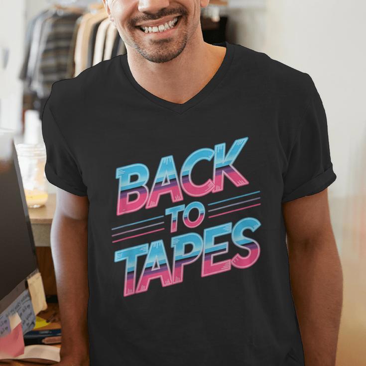 Back To Tapes Retro Cassette Mixtape 80s Nostalgia Men's V-Neck T-Shirt Back To Tapes Retro Cassette Mixtape 80s Nostalgia Men's V-Neck T-Shirt