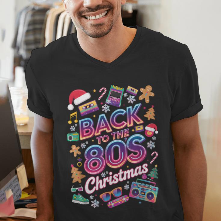 Back To-The 80 s Christmas Retro Cassette Boombox Nostalgia Men's V-Neck T-Shirt