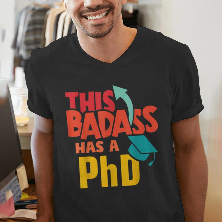 This Badass Has a PhD Doctor Graduation Men's V-Neck T-Shirt