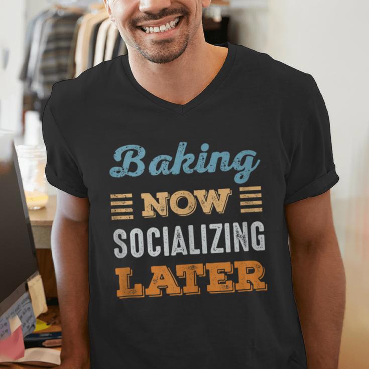 Baking Now Minimal Socializing Introvert Vintage Men's V-Neck T-Shirt Baking Now Minimal Socializing Introvert Vintage Men's V-Neck T-Shirt