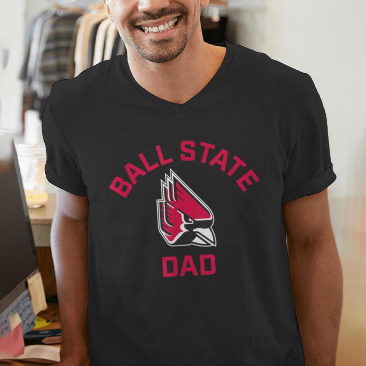 Ball State University Cardinals Arched Dad Men's V-Neck T-Shirt