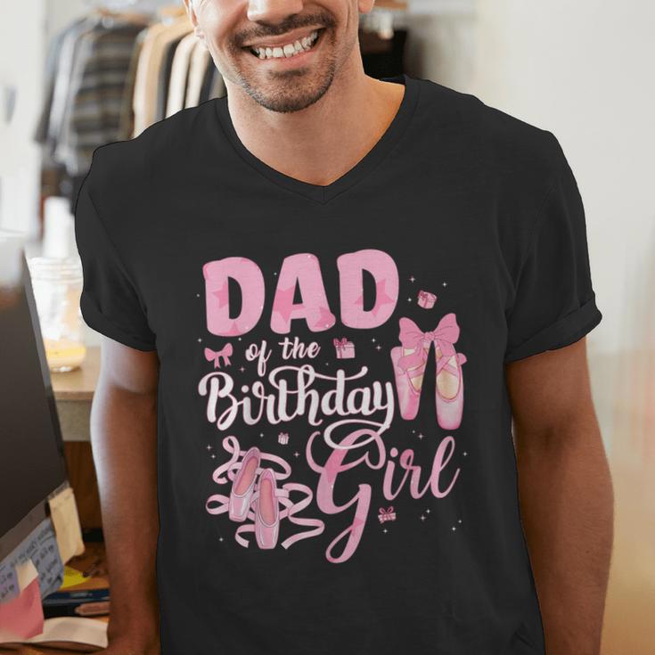 Ballerina Bday Dance Dad Of The Birthday Girl Ballet Dancer Men's V-Neck T-Shirt