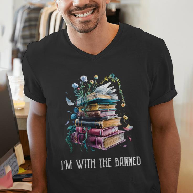 Im With The Banned Book Readers Librarians Read Banned Books Men's V-Neck T-Shirt Im With The Banned Book Readers Librarians Read Banned Books Men's V-Neck T-Shirt