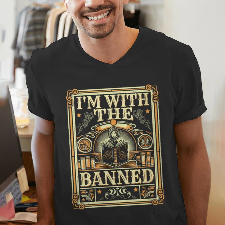 Banned Books Librarian Book Readers I m With The Banned Men's V-Neck T-Shirt