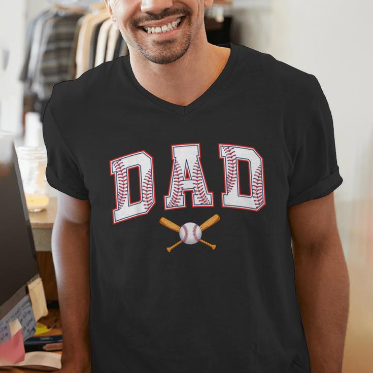 Baseball Dad Shirt Baseball Player Game Day Father's Day Men's V-Neck T-Shirt