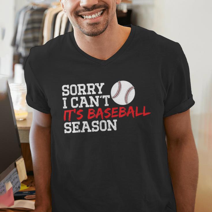 Baseball Mom Dad Sorry I Can'T It'S Baseball Season Men's V-Neck T-Shirt Baseball Mom Dad Sorry I Can'T It'S Baseball Season Men's V-Neck T-Shirt
