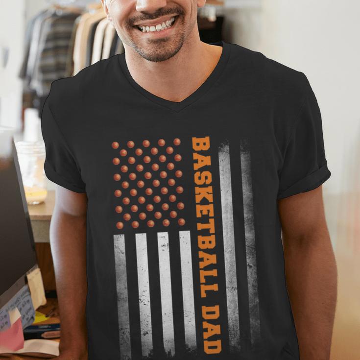 Basketball Dad USA US Flag Basketball Men Men's V-Neck T-Shirt Basketball Dad USA US Flag Basketball Men Men's V-Neck T-Shirt