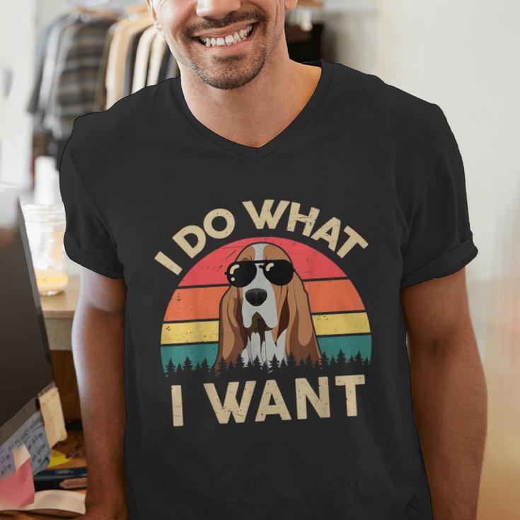Basset Hound Shirts I Do What I Want Basset Hound Dad Men's V-Neck T-Shirt