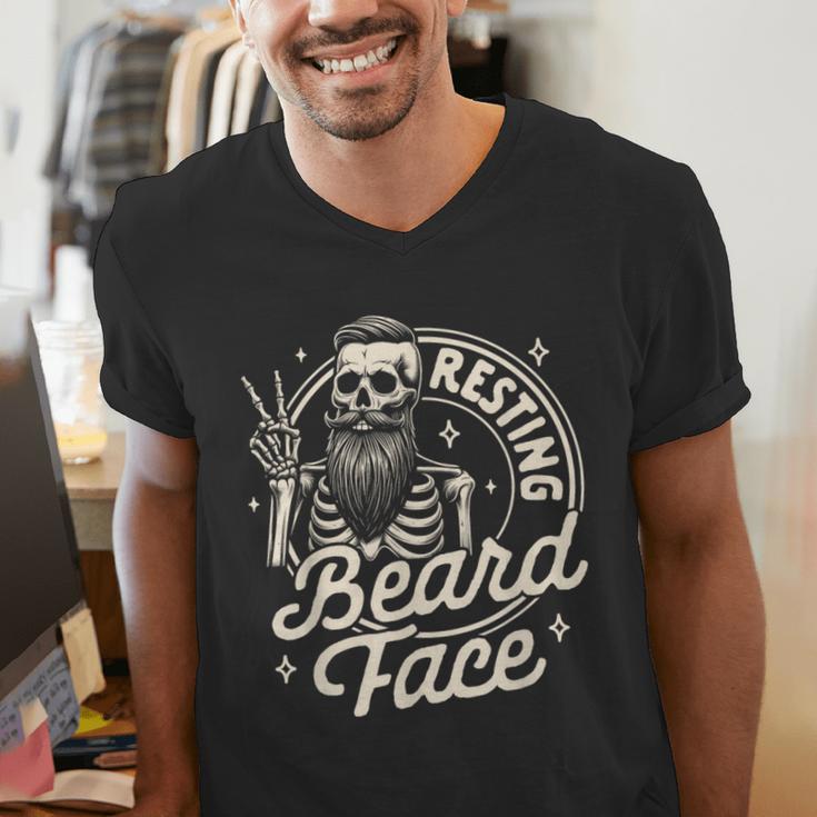 Bearded Dad Daddy Papa Father’s Day Resting Beard Face Men's V-Neck T-Shirt