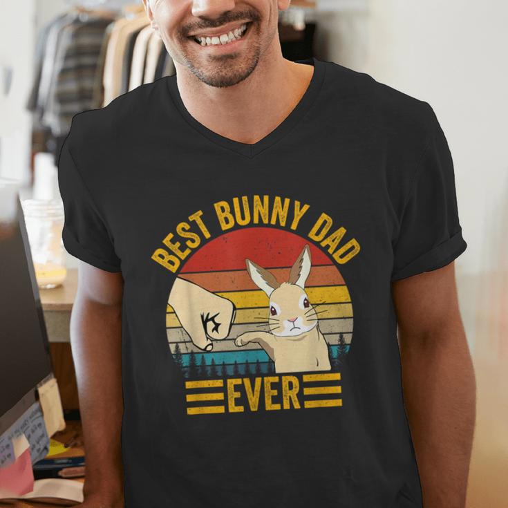 Best Bunny Dad Ever Rabbit Lover Father Pet Rabbit Men's V-Neck T-Shirt