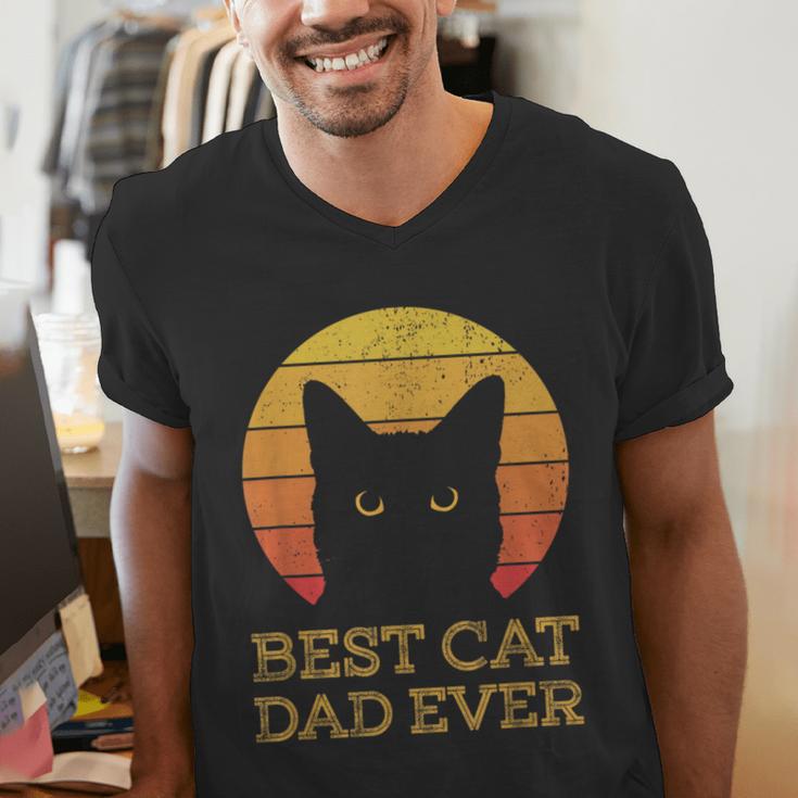 Best Cat Dad Ever Vintage Cat Daddy Fathers Day Men's V-Neck T-Shirt
