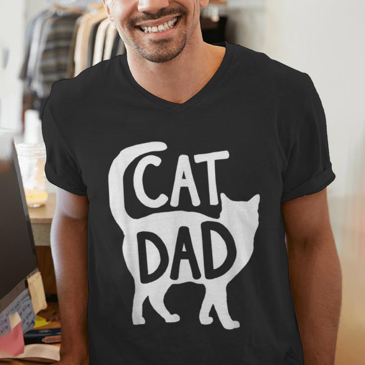 Best Cat Dad Fathers Day Men Kitty Daddy Papa Christmas Meow Men's V-Neck T-Shirt